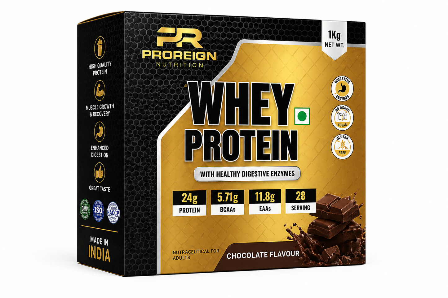 Premium Whey Protein Powder (Chocolate Flavor) | 24g Protein, BCAAs & EAAs | Muscle Growth & Recovery