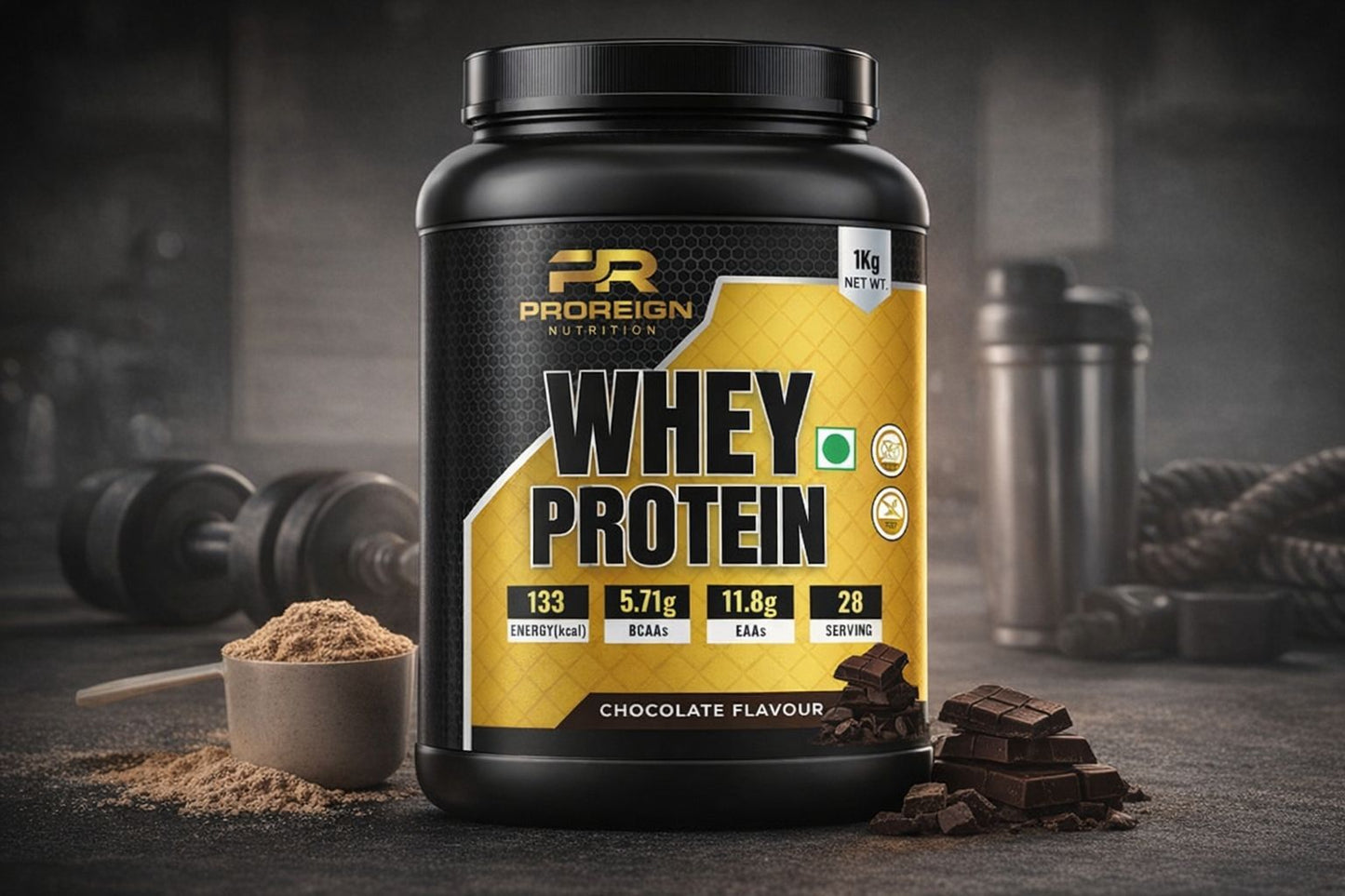 Premium Whey Protein Powder (Chocolate Flavor) | 24g Protein, BCAAs & EAAs | Muscle Growth & Recovery